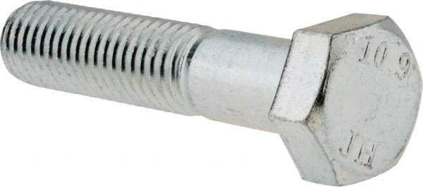 Value Collection - M12x1.75mm Metric Coarse, 55mm Length Under Head Hex Head Cap Screw - Partially Threaded, Grade 10.9 Alloy Steel, Zinc-Plated Finish, 19mm Hex - Caliber Tooling