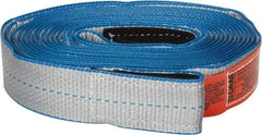 Lift-All - 20' Long x 2" Wide, 5,300 Lb Basket Capacity, 5,300 Lb Vertical Capacity, 1 Ply, Nylon Web Sling - Silver (Color) with Blue Edges - Caliber Tooling