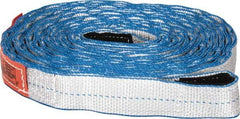 Lift-All - 30' Long x 2" Wide, 10,700 Lb Basket Capacity, 10,700 Lb Vertical Capacity, 2 Ply, Nylon Web Sling - Silver (Color) with Blue Edges - Caliber Tooling