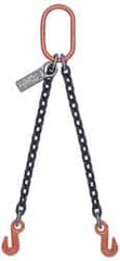 Lift-All - 5' Long x 4-1/2" Wide, 15,200 Lb Basket Capacity, Alloy Steel Web Sling - 15,200 Lb Choker Capacity, DOG Chain Sling, 3/8" Diam Chain, Natural, Double Style - Caliber Tooling