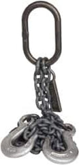 Lift-All - 5' Long x 3-1/2" Wide, 7,400 Lb Basket Capacity, Alloy Steel Web Sling - 7,400 Lb Choker Capacity, DOS Chain Sling, 9/32" Diam Chain, Natural, Double Style - Caliber Tooling