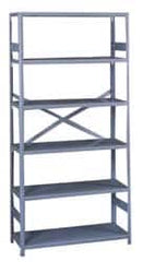 Tennsco - 6 Shelf Commercial Grade Open Steel Shelving - 300 Lb Capacity, 36" Wide x 75" High x 24" Deep, Medium Gray - Caliber Tooling