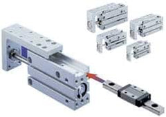 SMC PNEUMATICS - 6mm Bore x 20mm Stroke Compact Slide Cylinder - 101.5 Max psi, 14 to 158°F, M5x0.8 Port, 59.5mm Long x 16mm Wide x 39mm High - Caliber Tooling