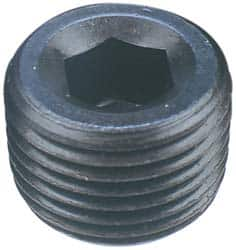 Made in USA - 1/2-14, 1/2" OAL, Alloy Steel Socket Pressure Plug - Uncoated, 7/8" Taper per Foot, 3/8" Hex Key - Caliber Tooling