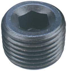 Made in USA - 1/2-14, 1/2" OAL, Alloy Steel Socket Pressure Plug - Uncoated, 7/8" Taper per Foot, 3/8" Hex Key - Caliber Tooling