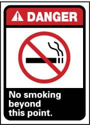 NMC - "Danger - No Smoking Beyond This Point", 14" Long x 10" Wide, Rigid Plastic Safety Sign - Rectangle, 0.05" Thick, Use for Accident Prevention - Caliber Tooling