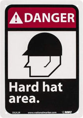 NMC - "Danger - Hard Hat Area", 10" Long x 7" Wide, Rigid Plastic Safety Sign - Rectangle, 0.05" Thick, Use for Accident Prevention - Caliber Tooling