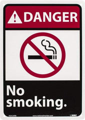 NMC - "Danger - No Smoking", 14" Long x 10" Wide, Rigid Plastic Safety Sign - Rectangle, 0.05" Thick, Use for Accident Prevention - Caliber Tooling