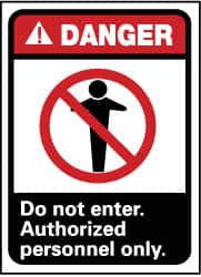 NMC - "Danger - Do Not Enter - Authorized Personnel Only", 10" Long x 7" Wide, Rigid Plastic Safety Sign - Rectangle, 0.05" Thick, Use for Security & Admittance - Caliber Tooling