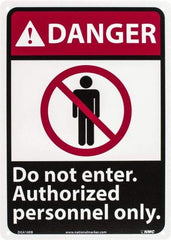 NMC - "Danger - Do Not Enter - Authorized Personnel Only", 14" Long x 10" Wide, Rigid Plastic Safety Sign - Rectangle, 0.05" Thick, Use for Security & Admittance - Caliber Tooling