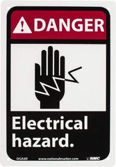 NMC - "Danger - Electrical Hazard", 10" Long x 7" Wide, Rigid Plastic Safety Sign - Rectangle, 0.05" Thick, Use for Accident Prevention - Caliber Tooling