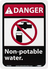 NMC - "Danger - Non-Potable Water", 10" Long x 7" Wide, Rigid Plastic Safety Sign - Rectangle, 0.05" Thick, Use for Restroom, Janitorial & Housekeeping - Caliber Tooling