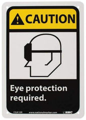 NMC - "Caution - Eye Protection Required", 10" Long x 7" Wide, Rigid Plastic Safety Sign - Rectangle, 0.05" Thick, Use for Accident Prevention - Caliber Tooling