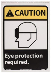 NMC - "Caution - Eye Protection Required", 14" Long x 10" Wide, Pressure-Sensitive Vinyl Safety Sign - Rectangle, 0.004" Thick, Use for Accident Prevention - Caliber Tooling