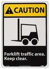 NMC - "Caution - Forklift Traffic Area - Keep Clear", 14" Long x 10" Wide, Rigid Plastic Safety Sign - Rectangle, 0.05" Thick, Use for Accident Prevention - Caliber Tooling