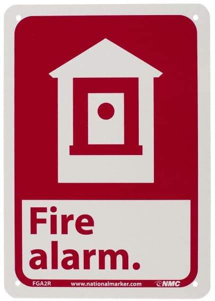 NMC - Fire Alarm, Plastic Fire Sign - 7" Wide x 10" High - Caliber Tooling