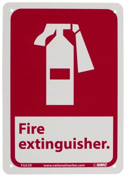 NMC - Fire Extinguisher, Plastic Fire Sign - 7" Wide x 10" High - Caliber Tooling