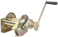 2,000 Lbs. Load Limit Spur Gear Hand Winch 17-1/2 Inches Long x 15.19 Inches High x 10 Inches Deep, 2,000 Lbs. Line Pull Capacity, 17 Lbs. Force to Lift 1,000 Pounds