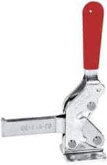 De-Sta-Co - 600 Lb Holding Capacity, Vertical Handle, Manual Hold Down Toggle Clamp - 66° Handle Movement, 75° Bar Opening, Solid Bar, Flanged Base, Electro-Plated Zinc, Carbon Steel - Caliber Tooling