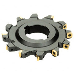 Iscar - Arbor Hole Connection, 12mm Cutting Width, 33mm Depth of Cut, 125mm Cutter Diam, 40mm Hole Diam, 12 Tooth Indexable Slotting Cutter - SDN Toolholder, Q/XPMT Insert, Right Hand Cutting Direction - Caliber Tooling