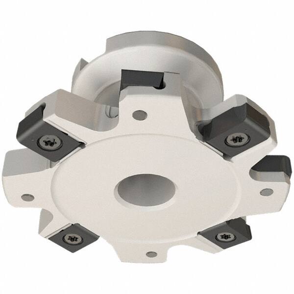 Iscar - Shell Mount B Connection, 3/8" Cutting Width, 1.07" Depth of Cut, 4" Cutter Diam, 1" Hole Diam, 10 Tooth Indexable Slotting Cutter - FDN-LN12 Toolholder, LNET Insert - Caliber Tooling