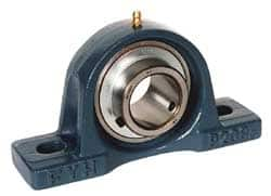 Value Collection - 1-1/4" ID, 3-21/32" OAW x 6-9/16" OAL x 3-21/32" OAH High Temperature Ball Bearing Pillow Block - 3,400 Lb Static Cap, 5,650 Lb Dyn Cap, 5" Btw Mnt Hole Ctrs, 1-7/8" Base-to-Ctr Ht, Cast Iron - Caliber Tooling