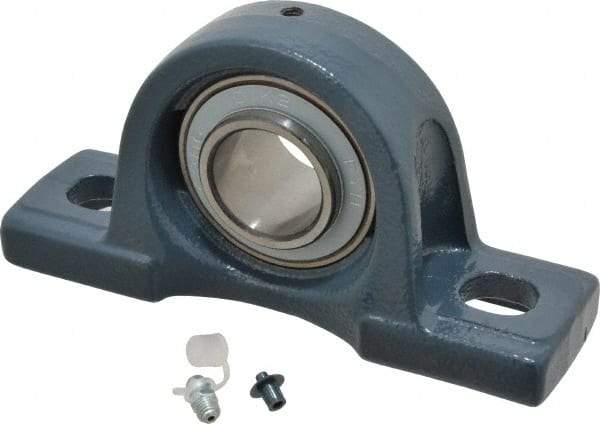 Value Collection - 1-1/4" ID, 3-5/16" OAW x 6-1/2" OAL x 3-5/16" OAH High Temperature Ball Bearing Pillow Block - 2,500 Lb Static Cap, 4,300 Lb Dyn Cap, 4-3/4" Btw Mnt Hole Ctrs, 1-11/16" Base-to-Ctr Ht, Cast Iron - Caliber Tooling