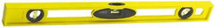 Stanley - 24" Long 3 Vial I-Beam Level - ABS Plastic, Yellow, 1 45°, 1 Level & 1 Plumb Vials - Caliber Tooling