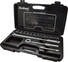 Blackhawk by Proto - 17 Piece 1/2" Drive Socket Set - 12 Points, 10mm to 28mm Range, Metric Measurement Standard - Caliber Tooling