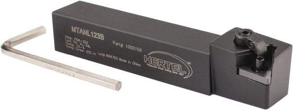 Hertel - MTAN, Left Hand Cut, 3° Lead Angle, 3/4" Shank Height x 3/4" Shank Width, Negative Rake Indexable Turning Toolholder - 4-1/2" OAL, TN..33. Insert Compatibility, Screw or Clamp Holding Method - Caliber Tooling