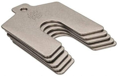 Made in USA - 5 Piece, 2 Inch Long x 2 Inch Wide x 0.05 Inch Thick, Slotted Shim Stock - Stainless Steel, 5/8 Inch Wide Slot - Caliber Tooling