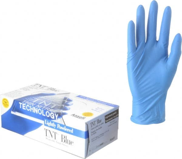 Ansell - Size M, 5 mil, Industrial Grade, Powdered Nitrile Disposable Gloves - Exact Industrial Supply