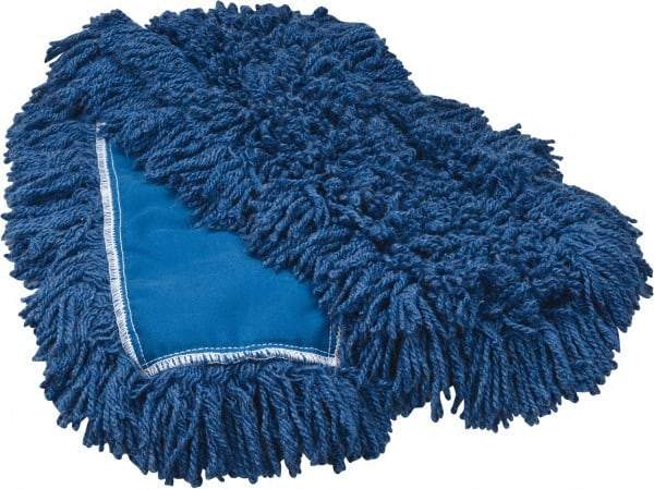 Rubbermaid - 36" Long x 5" Wide Synthetic Dust Mop Head - Slip-On/Slip-Through Backing, Blue, Twisted Loop Head - Caliber Tooling