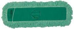 Rubbermaid - 48" Long x 5" Wide Yarn Blend Dust Mop Head - Slip-On/Slip-Through Backing, Green, Twisted Loop Head, Anti-Microbial - Caliber Tooling