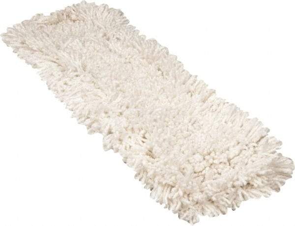 Rubbermaid - 24" Long x 5" Wide Cotton Yarn Dust Mop Head - Slip-On/Slip-Through Backing, White, Twisted Loop Head - Caliber Tooling