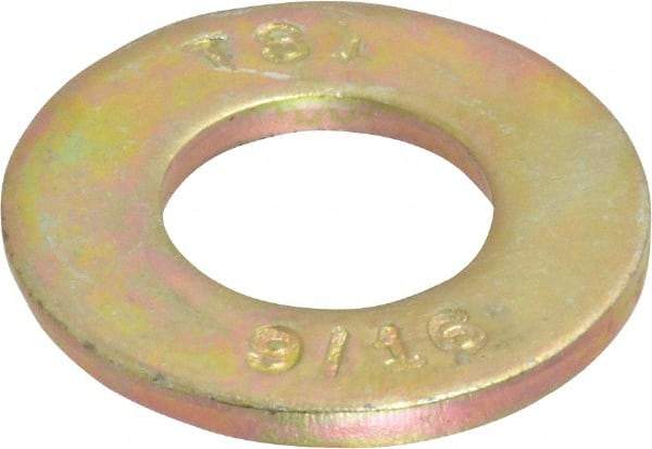 Value Collection - 9/16" Screw, Grade 8 Steel SAE Flat Washer - 19/32" ID x 1-3/16" OD, 3/32" Thick, Zinc Yellow Dichromate Finish - Caliber Tooling