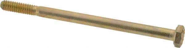 Made in USA - 1/4-20 UNC, 4" Length Under Head Hex Head Cap Screw - Partially Threaded, Grade 8 Alloy Steel, Zinc Yellow Dichromate Finish, 7/16" Hex - Caliber Tooling