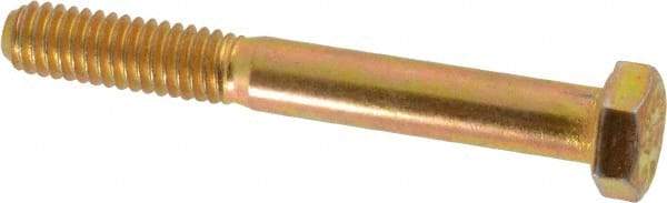 Made in USA - 5/16-18 UNC, 2-1/2" Length Under Head Hex Head Cap Screw - Partially Threaded, Grade 8 Alloy Steel, Zinc Yellow Dichromate Finish, 1/2" Hex - Caliber Tooling