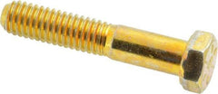 Made in USA - 3/8-16 UNC, 2" Length Under Head Hex Head Cap Screw - Partially Threaded, Grade 8 Alloy Steel, Zinc Yellow Dichromate Finish, 9/16" Hex - Caliber Tooling