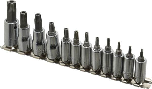 SK - 12 Piece 1/4 & 3/8" Drive Torx Bit Socket Set - T7 to T55 Torx - Caliber Tooling