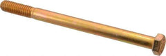 Made in USA - 3/8-16 UNC, 5" Length Under Head Hex Head Cap Screw - Partially Threaded, Grade 8 Alloy Steel, Zinc Yellow Dichromate Finish, 9/16" Hex - Caliber Tooling