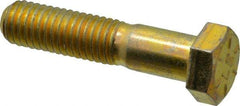 Made in USA - 1/2-13 UNC, 2-1/4" Length Under Head Hex Head Cap Screw - Partially Threaded, Grade 8 Alloy Steel, Zinc Yellow Dichromate Finish, 3/4" Hex - Caliber Tooling