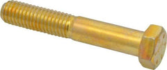 Made in USA - 1/2-13 UNC, 3" Length Under Head Hex Head Cap Screw - Partially Threaded, Grade 8 Alloy Steel, Zinc Yellow Dichromate Finish, 3/4" Hex - Caliber Tooling