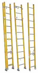 Made in USA - 24' High, Type IAA Rating, Fiberglass Extension Ladder - Caliber Tooling