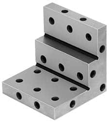 Suburban Tool - 3" Wide x 2-3/4" Deep x 3" High Steel Precision-Ground Angle Plate - Stepped Plate, Machined Holes on Surface, Open End, 9/16" Thick, Single Plate - Caliber Tooling