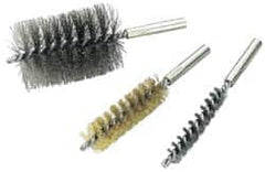 Value Collection - 2-1/2" Diam Helical Steel Tube Brush - Single Spiral, 0.012" Filament Diam, 4" Brush Length, 7" OAL, 1/2-12 Male Shank - Caliber Tooling