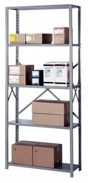 Lyon - 5 Shelf Starter Open Steel Shelving - 600 Lb Capacity, 36" Wide x 84" High x 12" Deep, Gray - Caliber Tooling