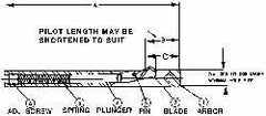 Cogsdill Tool - 39/64" Hole, No. 4 Blade, Type B Power Deburring Tool - One Piece, 6.44" OAL, 0.9" Pilot, 1.31" from Front of Tool to Back of Blade - Caliber Tooling