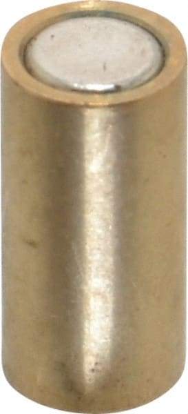 Mag-Mate - 1/4" Diam x 1/2" High, 0.75 Lb Average Pull Force, 1-1/2 Lb Max Pull Force, Neodymium Rare Earth Shielded Magnet - Brass Shield, 0.032" Shielding Wall Thickness - Caliber Tooling