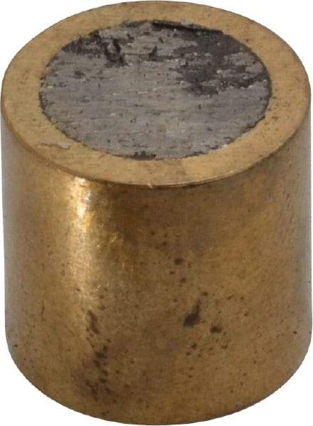 Mag-Mate - 1/2" Diam x 1/2" High, 3-1/2 Lb Average Pull Force, 7 Lb Max Pull Force, Neodymium Rare Earth Shielded Magnet - Brass Shield, 0.062" Shielding Wall Thickness - Caliber Tooling